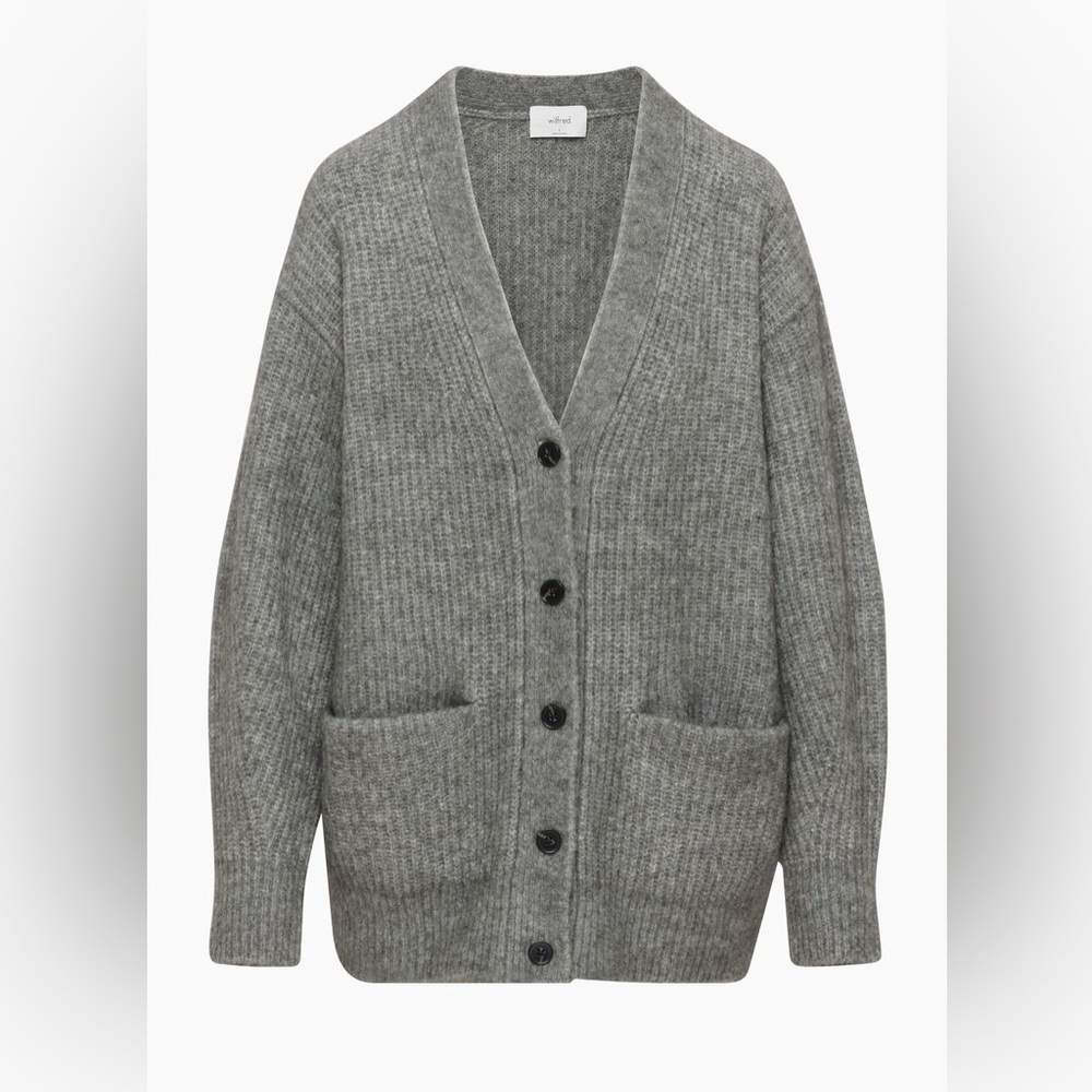 Wilfred Dorothy Merino Wool Cardigan Size Large in Heather Inland Grey